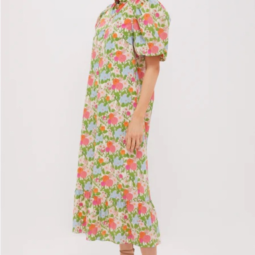 Tuckernuck Hyacinth House Multi Green Begonia Floral Mimi Midi Dress - Picture 4 of 5